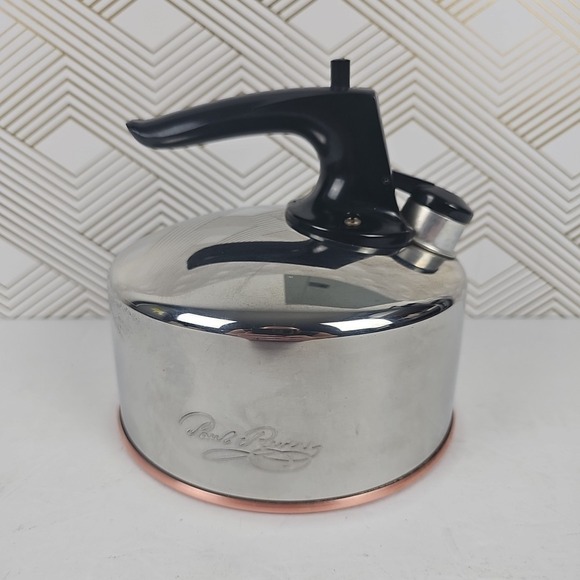 Vtg Paul Revere Ware Copper Bottom Whistling Tea Kettle 1 Quart 84 Rome NY USA - Picture 1 of 7